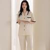 Pure cotton pajamas women's 1011 new summer super soft lapel loose casual can be worn outside loungewear cotton set