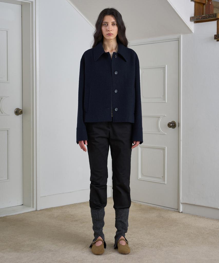 Symmetricpercent Minimal Crop Coat / Navy
