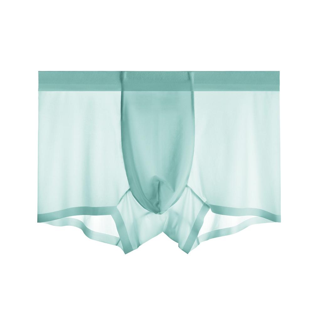 Summer Men Silk Cool Boxer Briefs Sexy Transparent Seamless Underwear