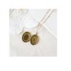 14K Gold Niche Vintage Necklace with White Dried Flower Photo Frame