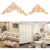4pcs Wooden Onlay Applique for Furniture, Carved Wood Corner Decals for Mirror Bed Door Cabinet, Flower Shape Unpainted Wood Decor(12x12cm/4.7x4.7in)