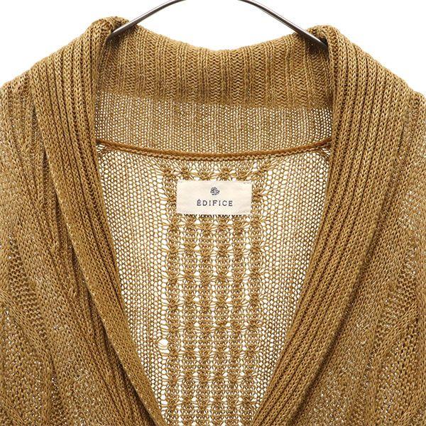 EDIFICE linen Long sleeve knit cardigan 46 khaki Men's Used