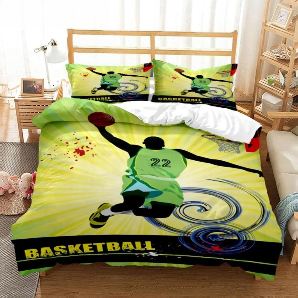3D Gedrucktes Basketball Bettwäsche Set Basketball Bettbezug Doppel Einzel Voll Queen King Erwachsene Kinder Bettwäsche Bettdeckenbezug