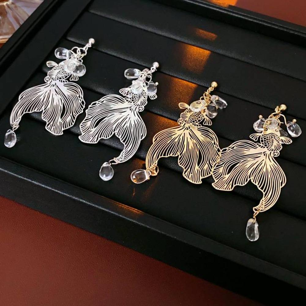 Koi Carp Pendant Goldfish Earrings Accessories Metal Dangle Earrings Goldfish Eardrop  Women