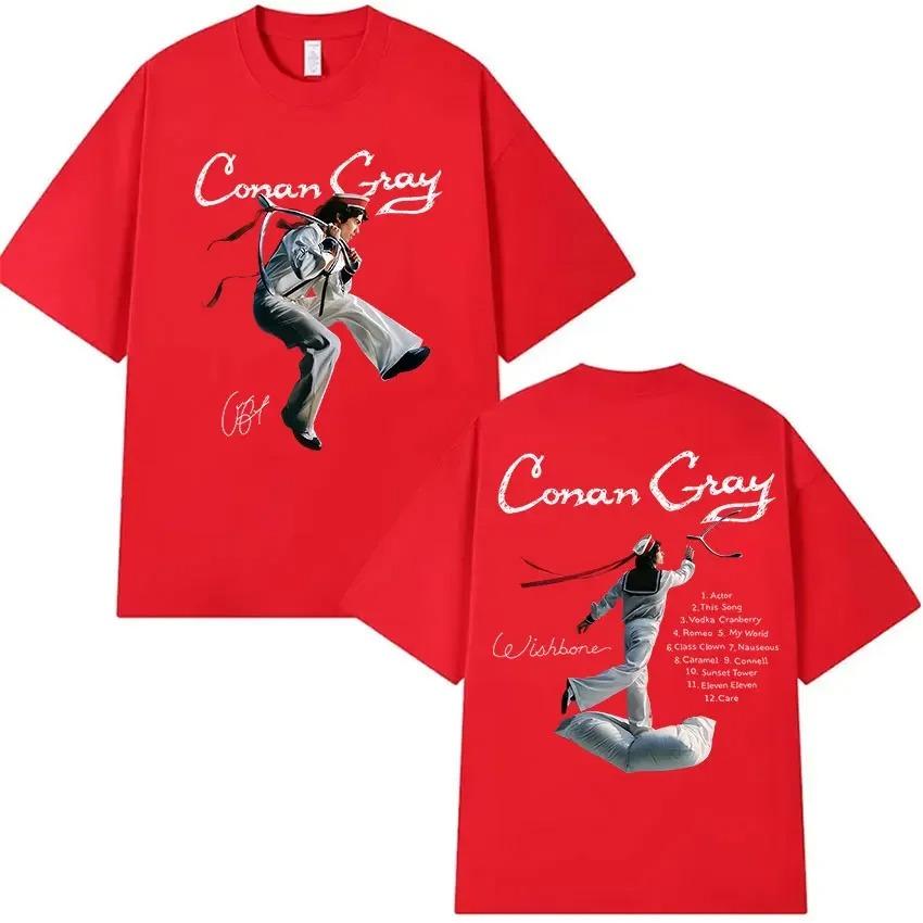 Conan Gray Wishbone World Tour 2026 T Shirt Men's Vintage High Quality Fashion T-shirts Man Hip Hop Short Sleeve Cotton T-shirt