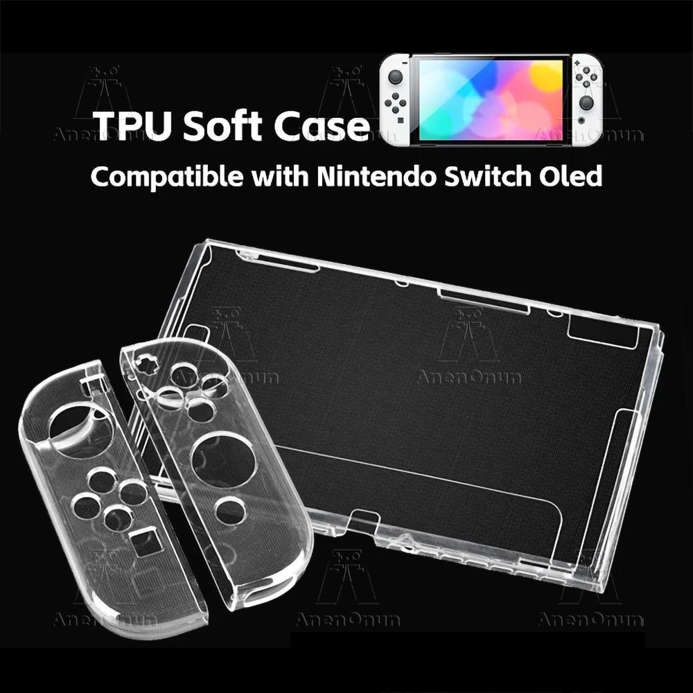Switch Oled Transparent Protective Case Full Coverage Shockproof Anti-Scratch Non-Slip Premium Durable Detachable TPU Soft Shell