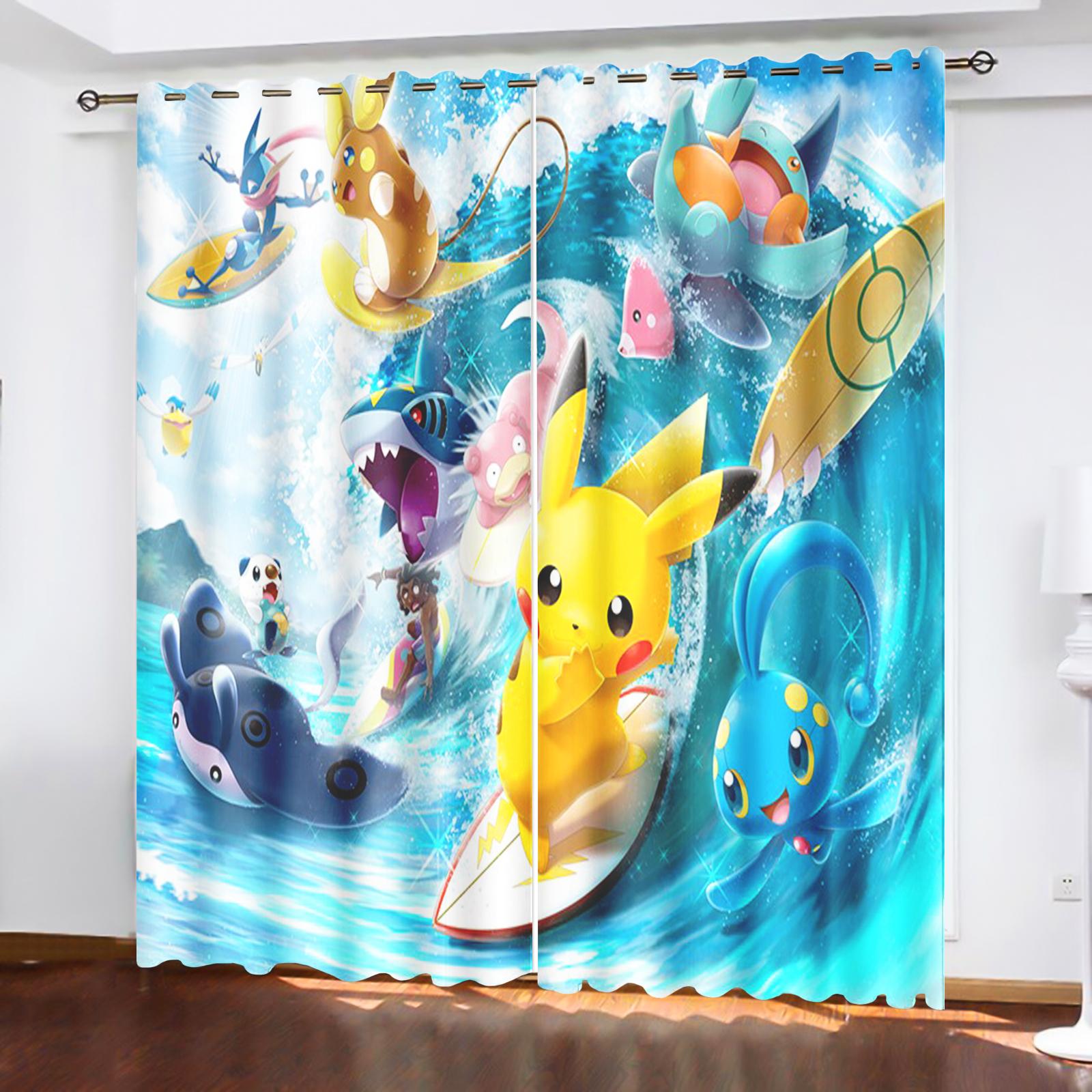 

PokéMon Home Decor Curtains For Living Room Living Room Bedroom Blackout Curtains Cartoon Cute Dustproof Drapes 100x140cm&Grommet Top