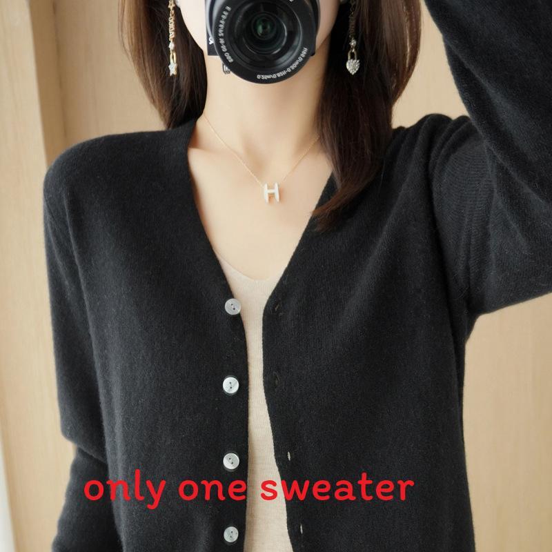 Knit Cardigan For Women With Vneck Long Sleeves Soft Polyester Blend For Casual Wear