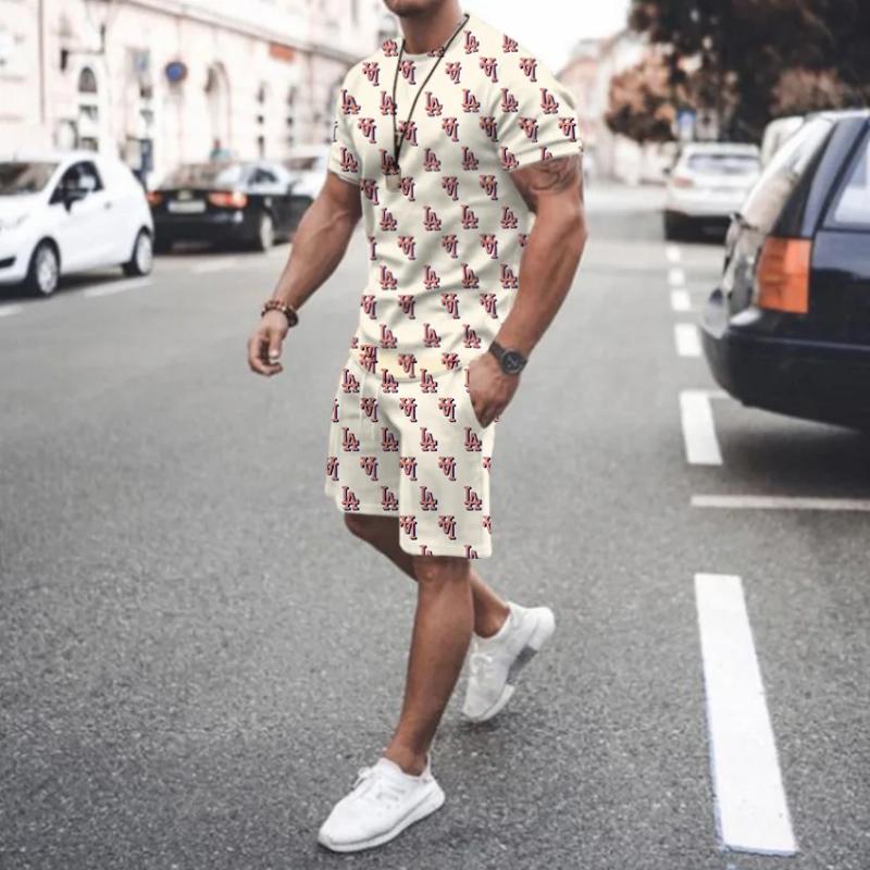 Y2k Summer Street Men's Daily Casual Fashion Loose Comfort Short Sleeve Outdoor Trend Sports Shorts Novelty Stripe Printing