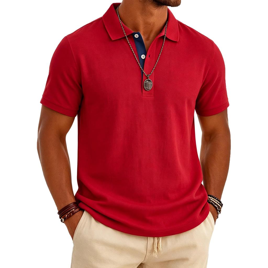 Men's Short Sleeve Polo Shirt Breathable Golf Shirt Casual Vacation Beach Shirt Business Shirt with Airflow Ventilation Design