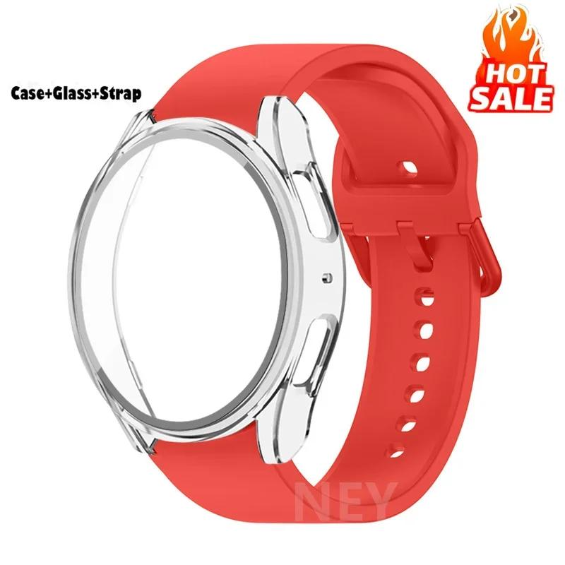 Lot de 2 Verre Trempé+Coque+Bracelet Pour Samsung Galaxy Watch 7 6 5 4 40mm 44mm Housse Protectrice d'Écran en PC Bracelet Galaxy Watch 6 7 5