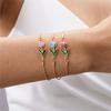 Koreanische Leichte Luxus Tulpenblumen Armbänder Für Frauen Elegante Bunte Emaille Florale Handgelenkketten Armband Hochzeit Party Schmuck