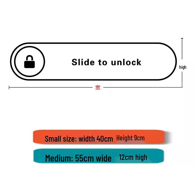 Self-Adhesive Sliding Unlock Text Wall Stickers for Mobile or Home Glass Doors