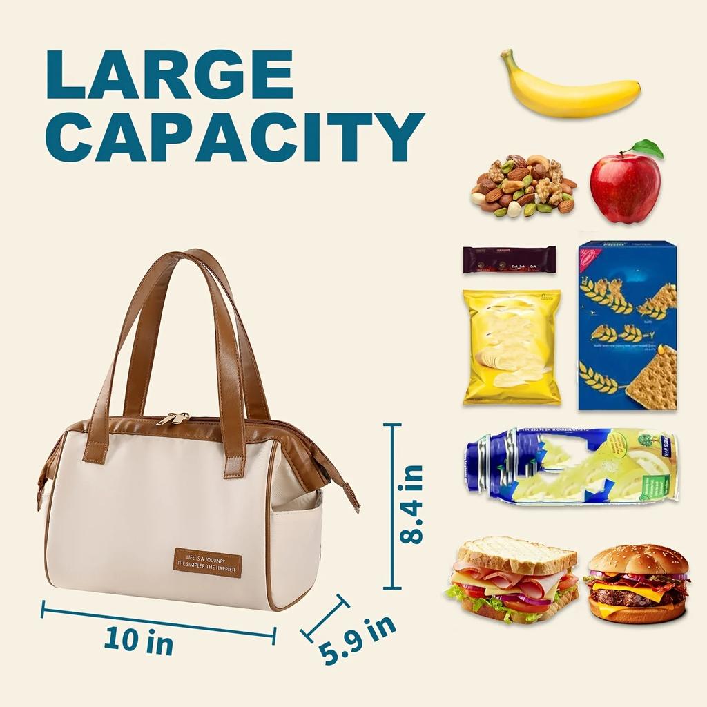 Women's Lunch Bag, Stylish Reusable Tote Bag, Work Leak Proof Cold Cute Reusable Women's Office School Picnic Lunch Bag