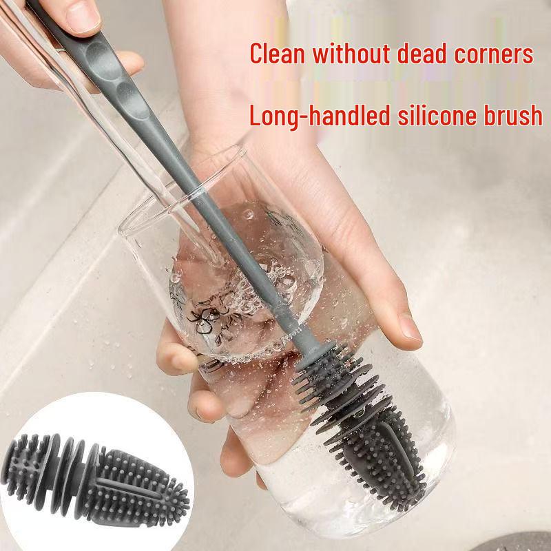 

Long-Handled Silicone Brush for Thermos, Glasses, and Baby Bottles Short Handle 26cm
