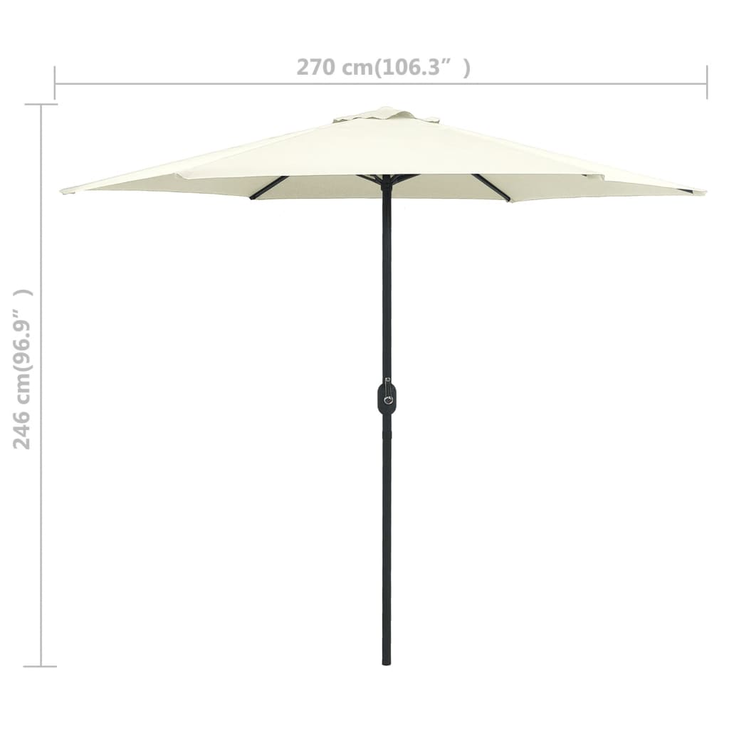 Sun Umbrella with Aluminum Pole 270 x 246 cm Sand White