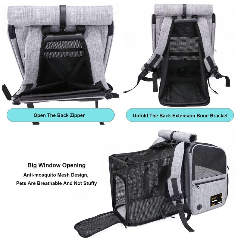 Foldable Pet Travel Bag Puppy High Quality Expendable Big Space Cats Carrier Backpack Breathable Dog Reflective Outdoor Carrying