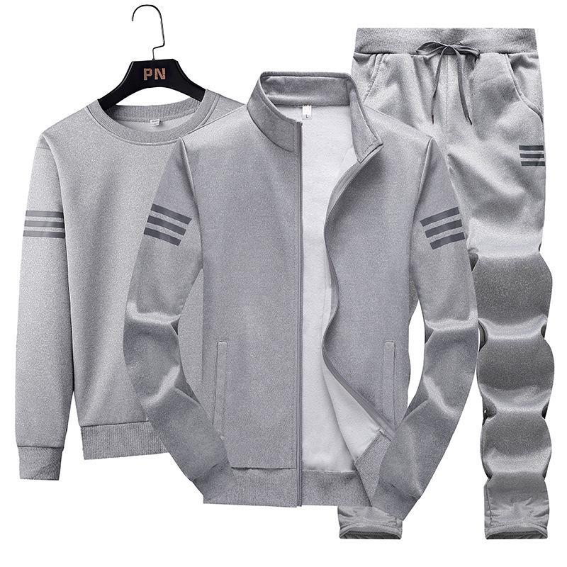 Men's Spring/Autumn Three-Piece Running Suit: Cardigan & Long Pants for Middle-Aged & Elderly Casual Wear