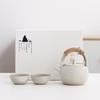 Black pottery travel kung fu tea set, ceramic simple 1 pot 4 cups gift box gift