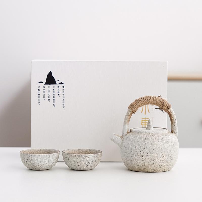 Black pottery travel kung fu tea set, ceramic simple 1 pot 4 cups gift box gift