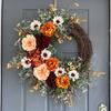 Simulierter Blumenkranz Rose Wandbehang Feiertagshaus Seidenblume Wand Kunstblume Rattankranz Hochzeitsdekoration Tür
