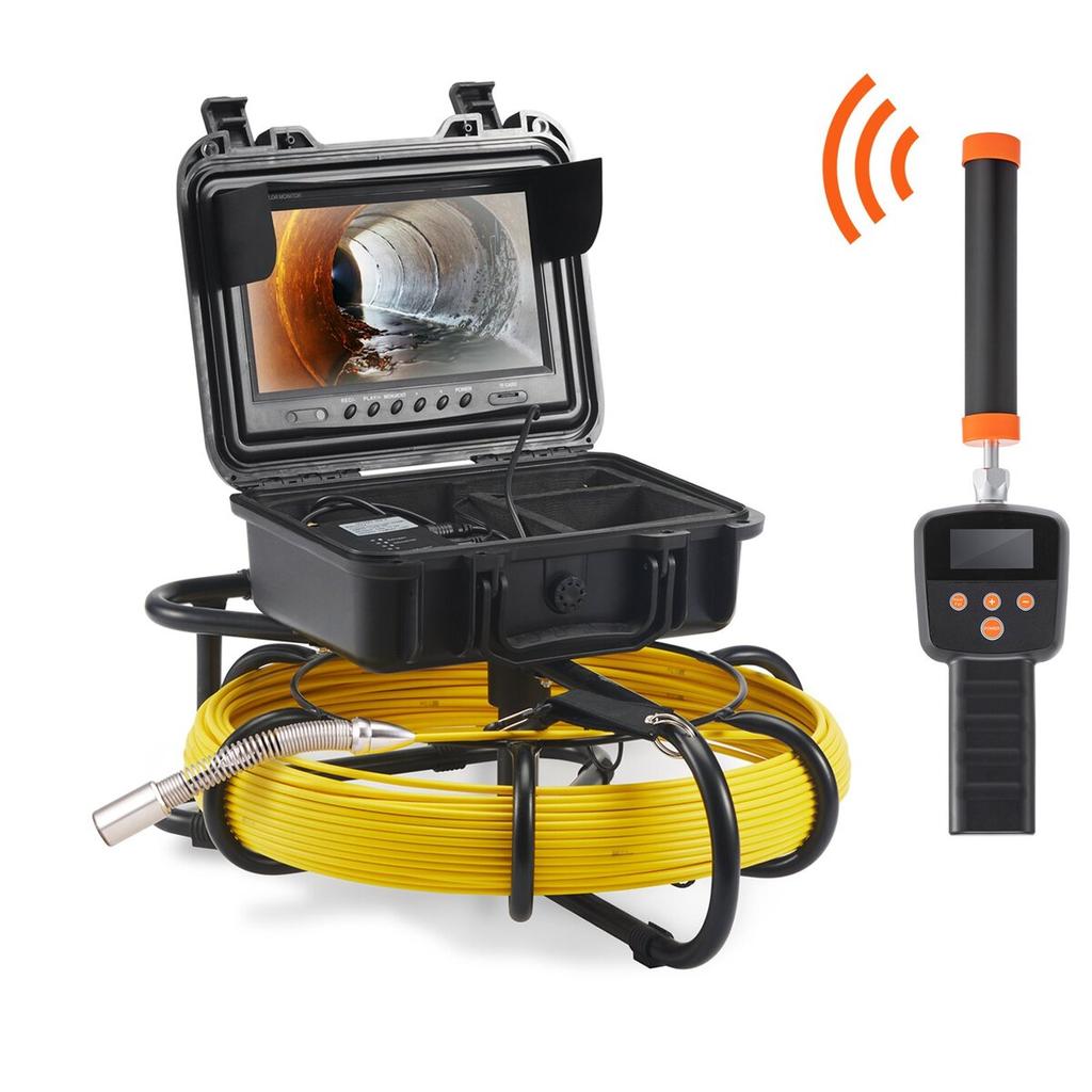 Sewer Camera Pipe Inspection Camera w/ 512hz Sonde 9in 720p Screen 165 ft