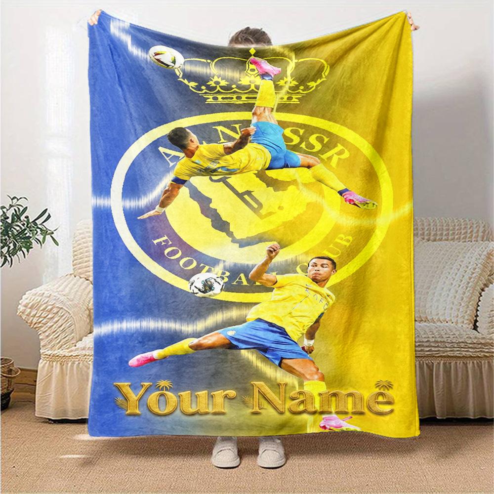 Cristiano Ronaldo (120) Personalized Name Blanket Multi-purpose Customizable Blanket Warmthful Decor Throw For Office Chair Living Room Office Seaside