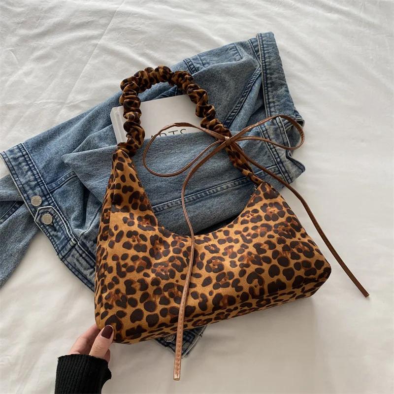 

Женская сумка-тоут с леопардовым принтом в стиле ретро, на осень и зиму, новая сумка-мессенджер большой вместимости