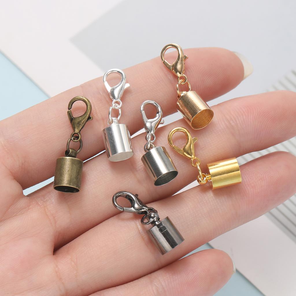 10pcs Lobster Clasps Hooks Leather Cord End Caps 2.5-9.5mm Crimps End Tip Caps Connectors for Bracelet Necklace Jewelry Findings