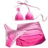 Gradient Color Sexy Bikini Set Women Halter Push Up Bra Skirt 3 Piece Swimsuit Bathing Suit Cover Up Swimwear Biquini