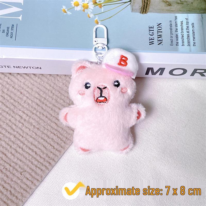 Capybara Plush Keychain with Baseball Cap - Cute Bag Decoration Doll Accessory