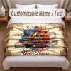 Music General Theme Soft Blanket Personalized Custom Name Text Print Warm Blanket Home Sofa Bedroom Decor