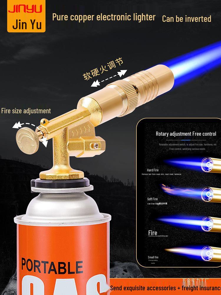 All Copper Flame Torch for Gas Cartridge - Handheld Blowtorch for Pig Hair Removal
