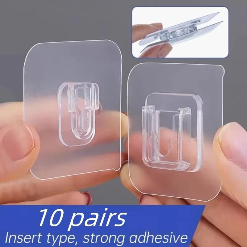 

10Pairs Double-Sided Adhesive Wall Hooks Hanger Strong Hooks Suction Cup Sucker Wall Storage Holder For Kitchen Bathroom