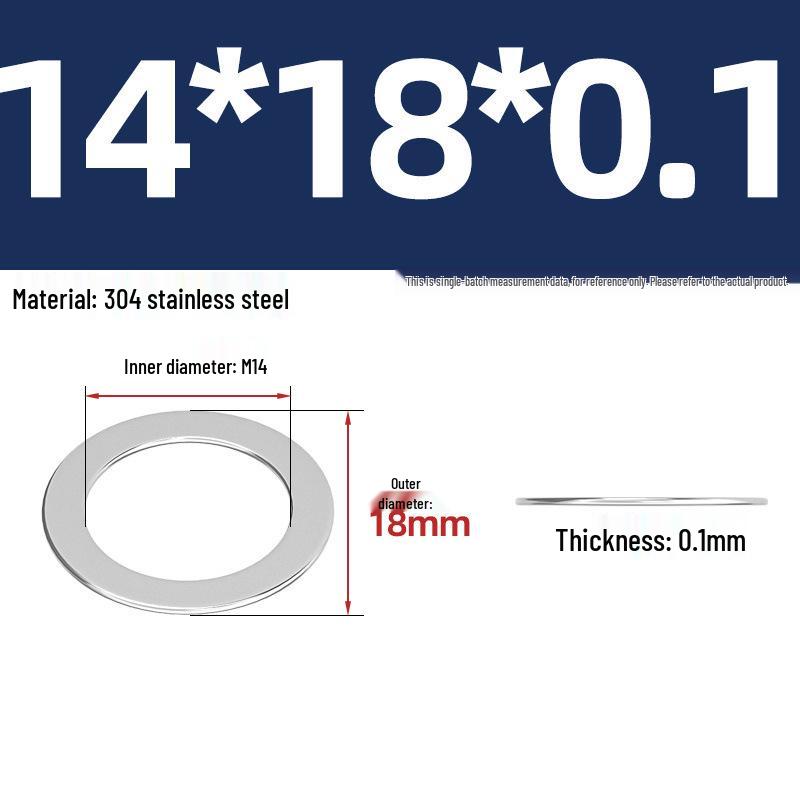 304 Stainless Steel Ultra-Thin Flat Washers - Available in Thickness: 0.1mm, 0.2mm, 0.3mm, 0.5mm