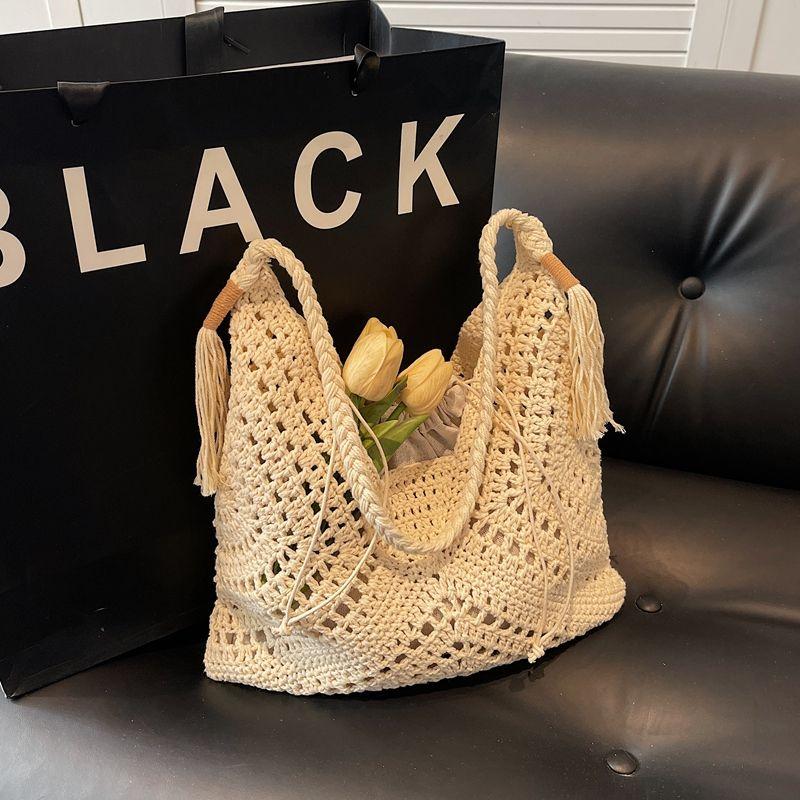 

Интернет Красный Супер Популярный Таиландская Плетеная Сумка Женская 2025 Новая Повседневная Пляжная Сумка для Отпуска Плетеная Соломенная Сумка-Тоут в Праздном Стиле Rice White