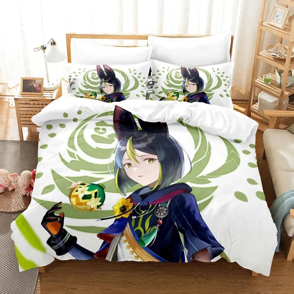 Kawaii Genshin Impact Tighnari Duvet Cover for Boys Bedroom Single Twin Full Queen King Size  Quilt Cover Pillowcase