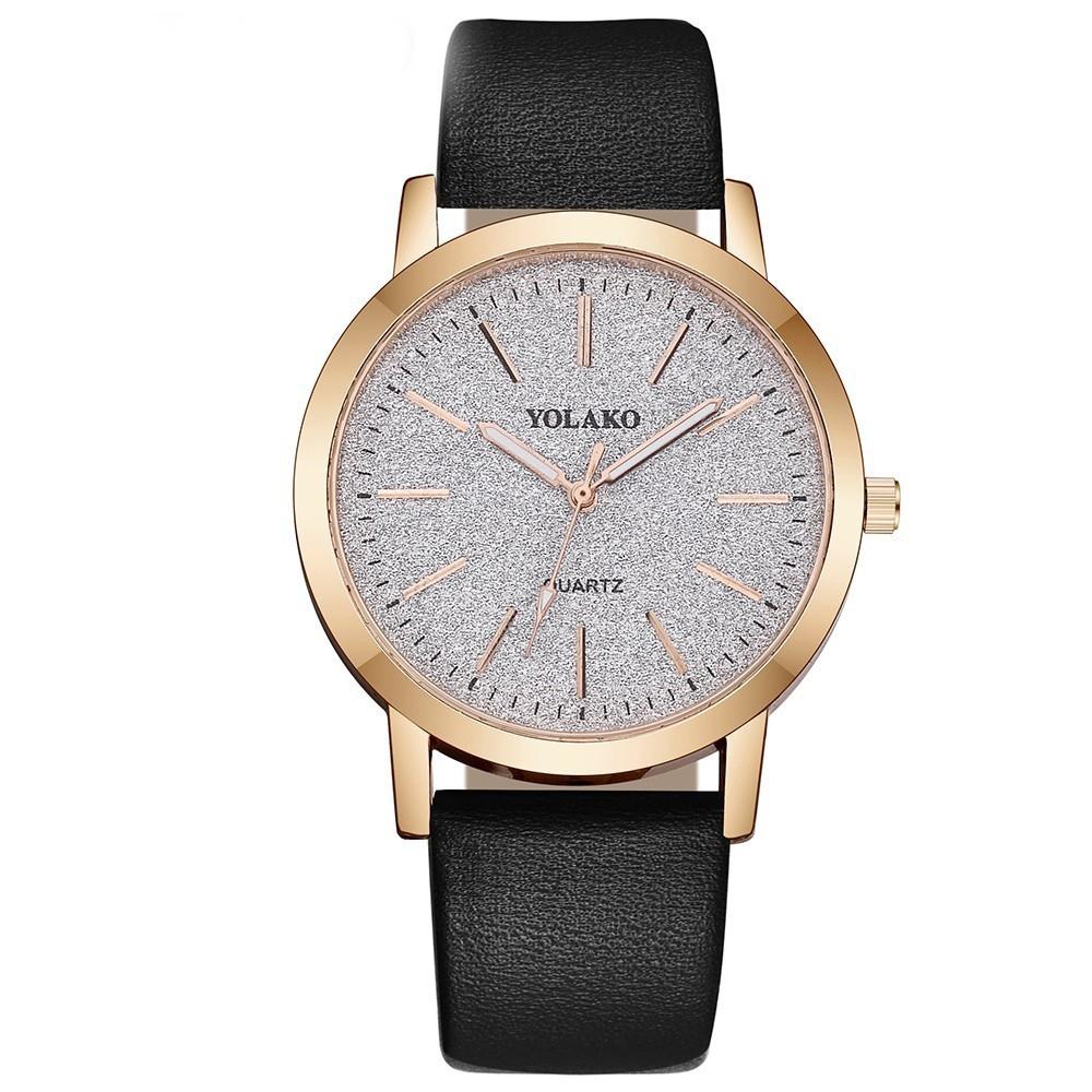Mattes Zifferblatt Damen-Quarz-Uhr Lederarmband Damen-Kleideruhren gray