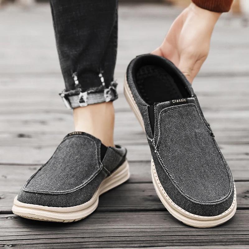 Fashion Outdoor Men's Half Drag All-match Mens Slip On Shoes New Arrival Breathable Male Muller Shoes 2024 Breathable Mens Sneakers