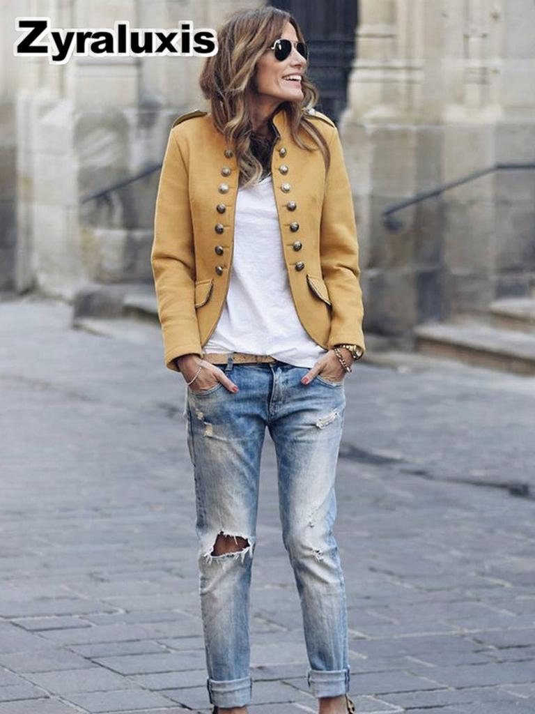 Veste blazer boutonnée pour femme pour l'automne-Hiver