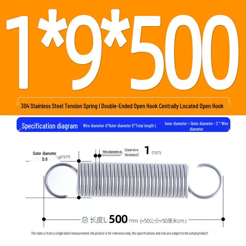 Arc de extensie din oțel inoxidabil 304 de 500 mm cu cârlige deschise și inel cu buclă dublă, personalizabil.
