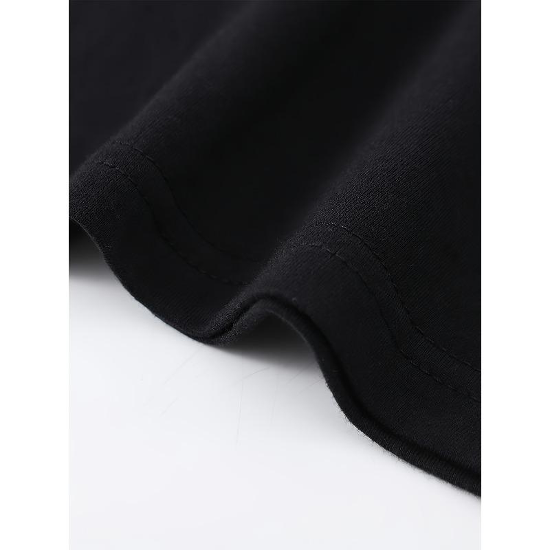 European sizes Men's T-Shirt Black Blended Funny Russian Letter Print Short Sleeve Casual Top for Daily Wear