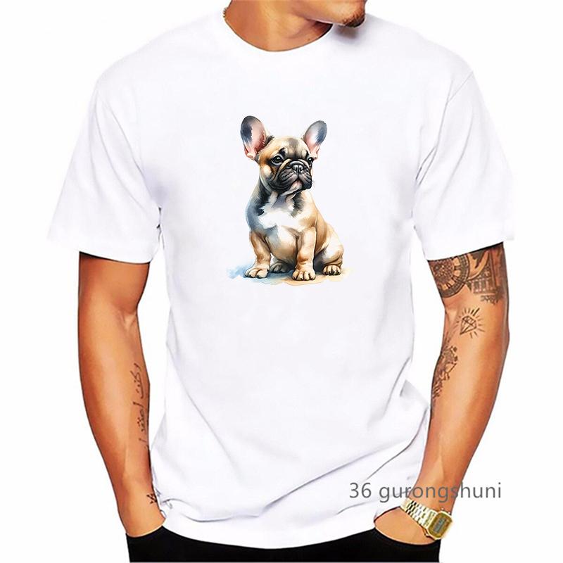 Funny French Bulldog Dog Animal Printed T Shirt Men Clothes 2024 Summer Fashion Tops Tee Shirt Homme Harajuku Kawaii Shirt