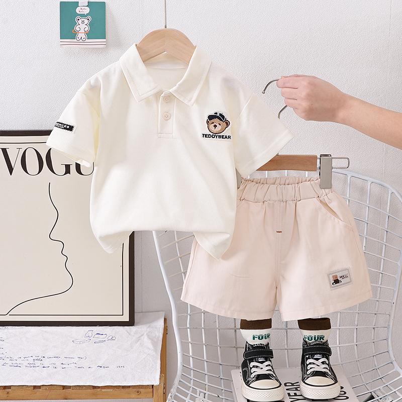 Chłopięcy krótki rękaw Komplet 0-5 lat Dziecięcy letni kołnierzyk POLO Koszulka Modne spodenki codzienne Komplet dwuczęściowy