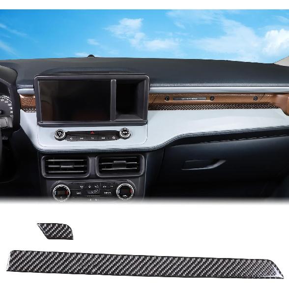 Aunginsy Car Center Control Panel Dashboard Strips Trim Compatible with Ford Maverick 2022 2023 2024 Center Console Molding Panel Cover Dashboard Black Carbon Fiber