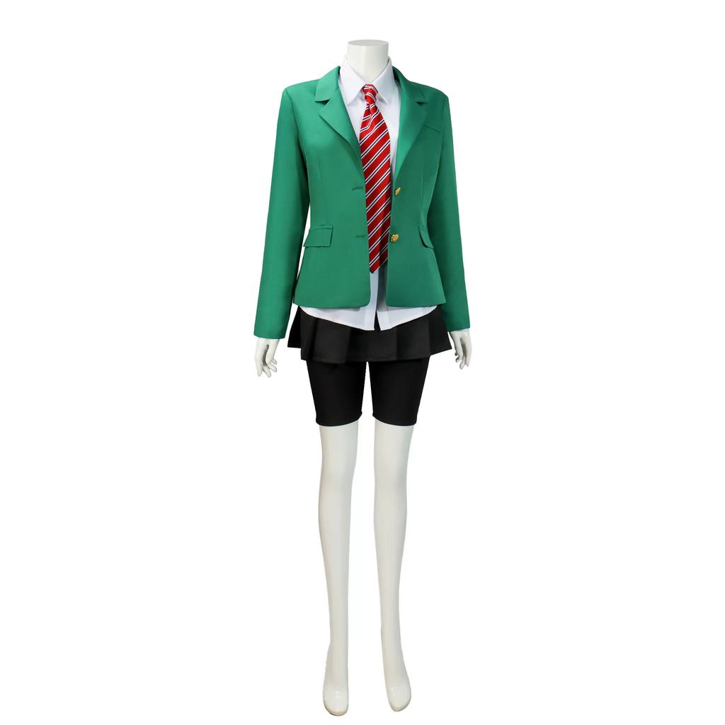 Anime Tomo-chan Is A Girl! Tomo Aizawa Junichirou Kubota Cosplay Costume Wig Green Outfit School Uniform Skirt Spats Men Women