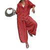 Completo casual da donna, camicia a maniche lunghe, pantaloni harem a gamba larga, set da 2 pezzi, pantaloni a nove punte a righe con risvolto autunnale, completo da donna