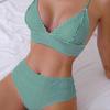 New European and American Split Swimsuit Bikini Sexy Halter Striped Women Slim Seaside Vacation Swimsuit