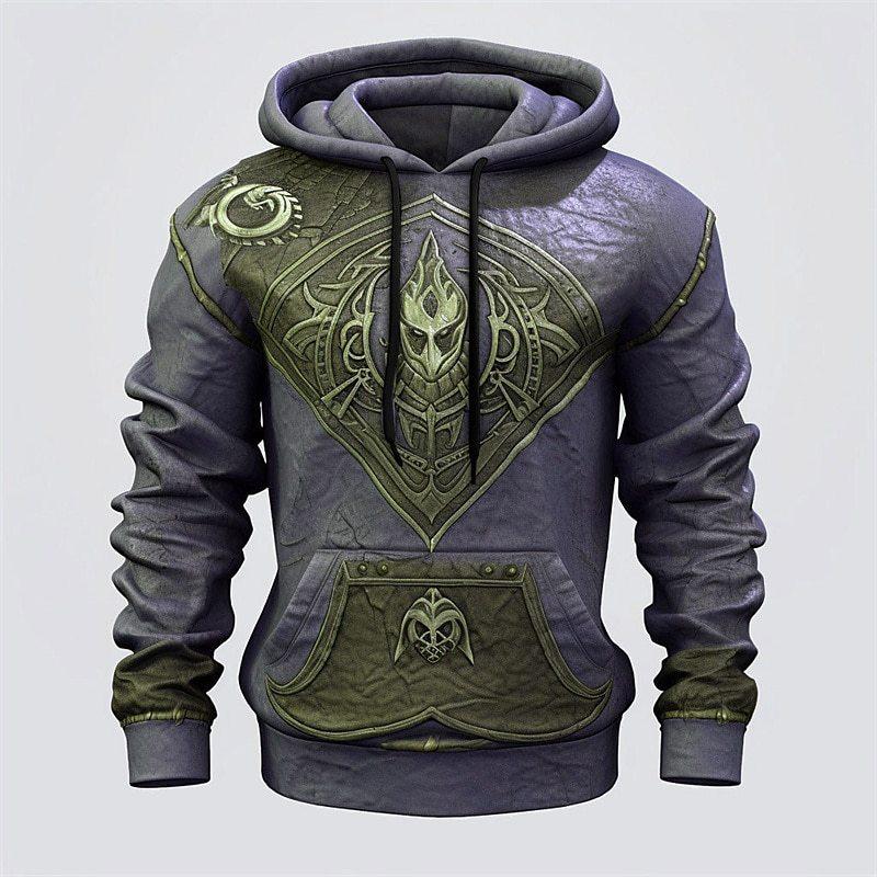 Hanorac cu glugă pentru bărbați, personalizat, la modă, cu imprimeu digital 3D în stil etnic retro