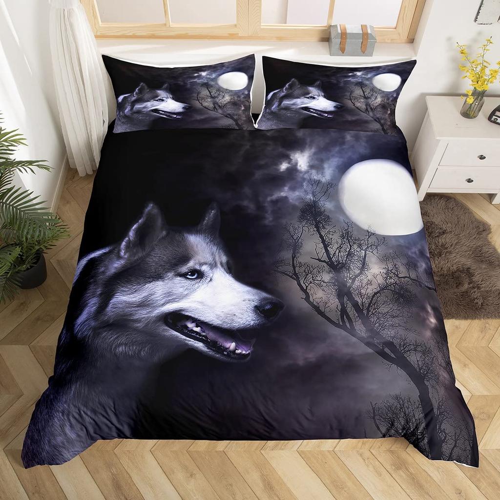 Deep Ocean Duvet CoverSeawater Bright Moon At Sea Starry Night Sky Galaxy Summer Hawaiian Holiday Comforter CoverBedding Set
